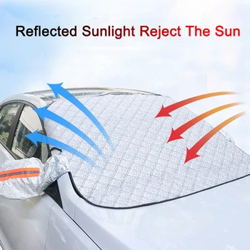 

Car Windshied Cover Sun Shade Protector Cover With Reflect Strip Anti Snow Frost Ice Shield Front Windscreen Waterproof Cover
