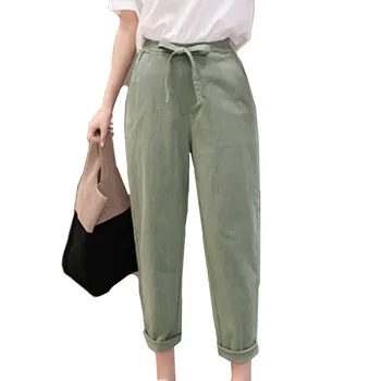 

Korean-style loose nine-point casual women pants harem pants women water-washing cotton nine-point pants trousers women