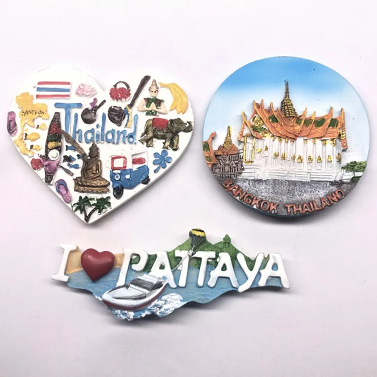 Thailand Refrigerator Souvenirs Bangkok Pattaya 3D Resin Refrigerator Stickers Fridge