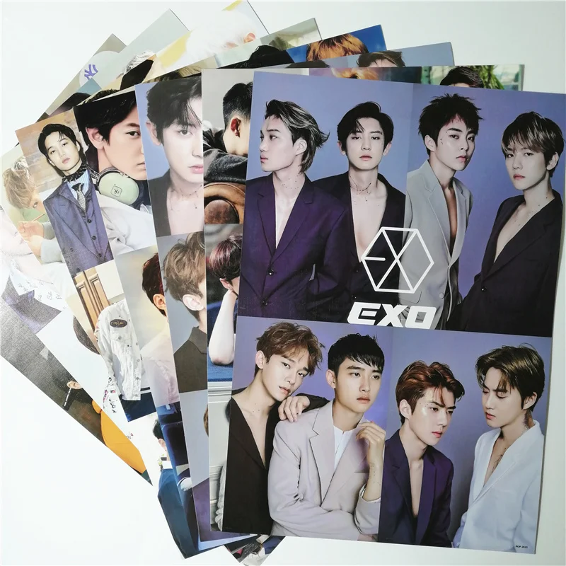 8*(42x29 см) Новые Kpop EXO настенные плакаты Наклейки подарок около XIUMIN SUHO CHANYEOL SEHUN