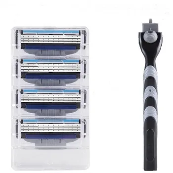 

1 handle + 4 blade manfacial care shaving cassettes men shaving blades Compatible gillettee Mache 3