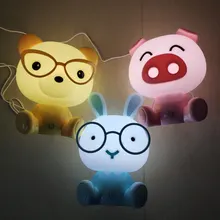 Rabbit Led Night Lights Pig Bear Night Lamps Mini Cartoon Animal Table Lamp Baby Kids Gifts