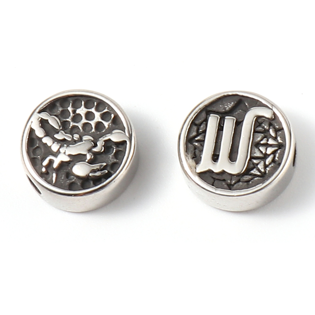 Of Zodiac Constellations Beads Gunmetal Stainless Steel Beads For Jewelry Making Round Taurus Pattern Beads 10mm Dia