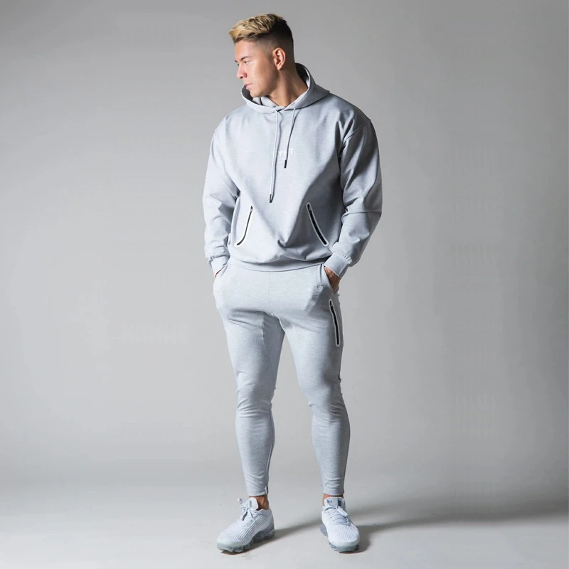 JP&UK Zipper Pocket 2021 Casual Hoodies Men Cotton Gym Sweatshirt Fitness Workout Cotton SportswearMale Pullover Tops Clothes