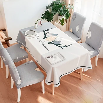 

ADOREHOUSE European Tablecloth Set Cotton And Linen Table Cover 4/6PCS Kitchen Seat Case Living Room Chair Cover Home Decoration