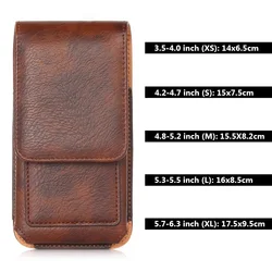 Universal Leather Phone Pouch with Belt Clip - (M) 4.8 - 5.2 inch (Brown)