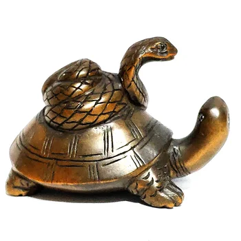 

Y7051 - 2" Hand Carved Boxwood Netsuke : Turtle and Snake