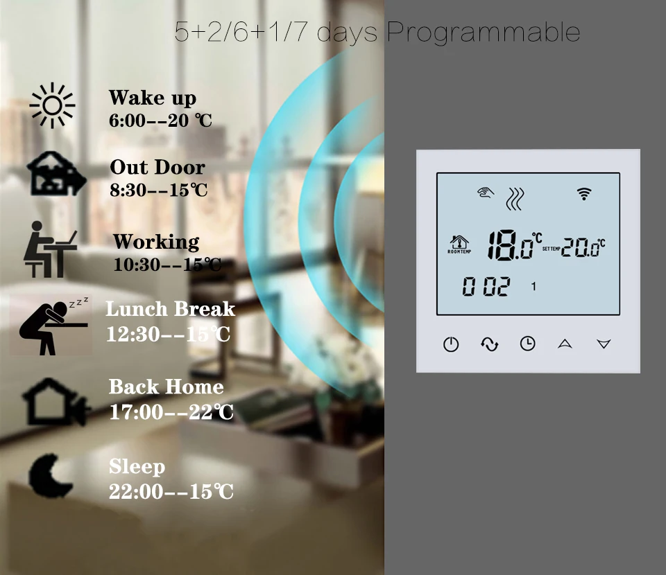 Beok wifi термостат для электрического нагрева, управляемый IOS и Android смартфон программируемый wifi контроллер температуры
