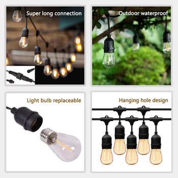 

E27 LED String Lights Waterproof Connectable Light Bulb Romantic Fairy Lights For Outdoor Garden Party Decoration Lighting