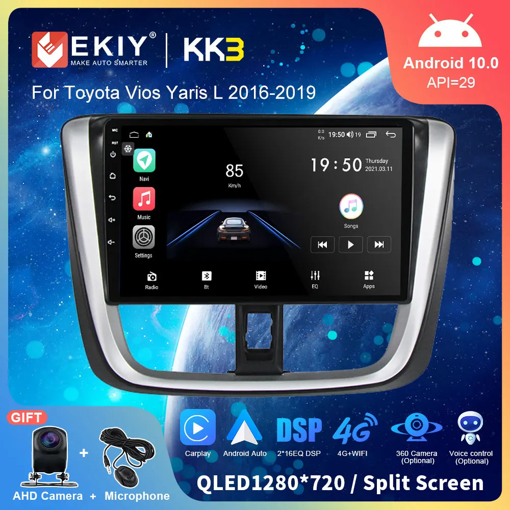 Автомагнитола EKIY KK3 на Android для Toyota Vios Yaris L 2016-2019 с GPS Навигатором мультимедийный