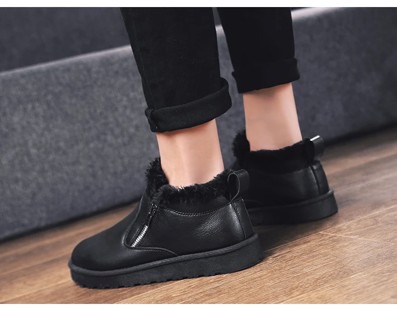 men women winter warm work boots with plush fur casual lightweight ankle boots waterproof anti-skid outdoor sneakers sports shoes couple unisex plus size shoes (30)