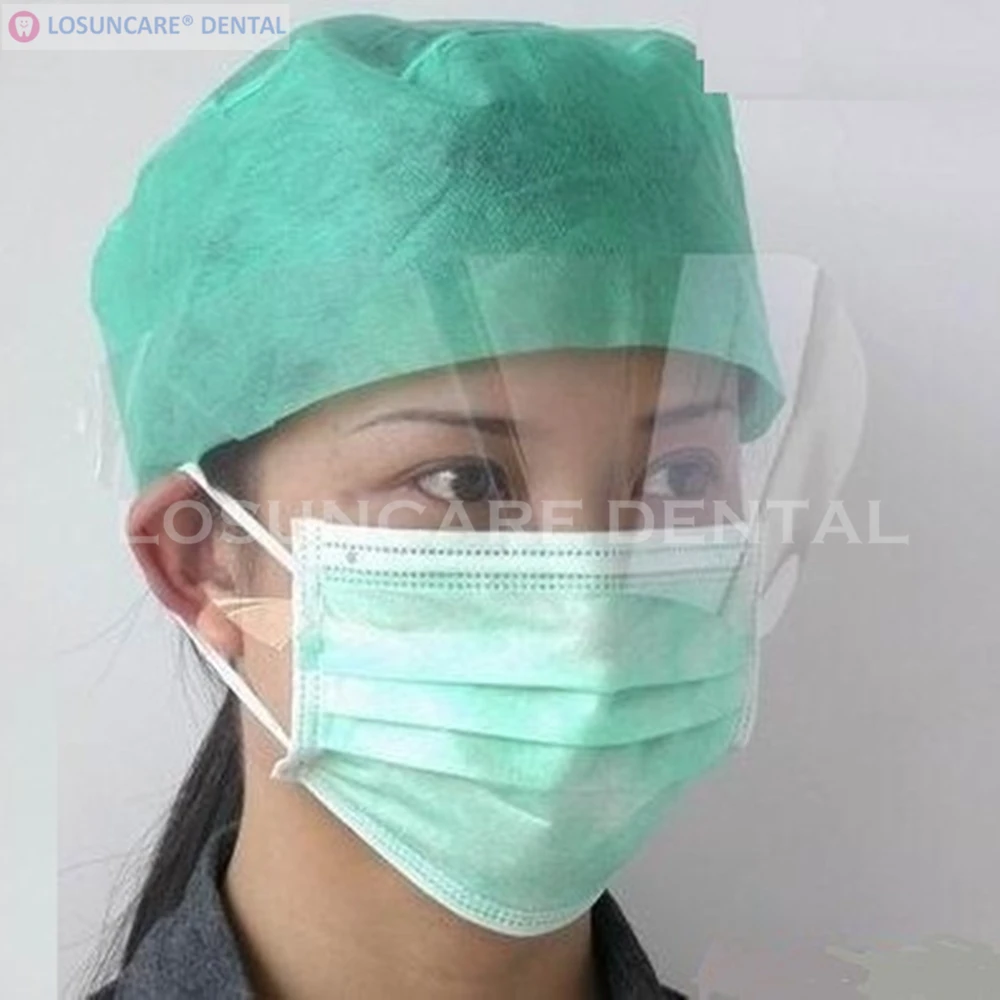 100 шт стоматологические Многоразовые хирургические маски для лица с антизапотевающей полиэтиленовой пленкой