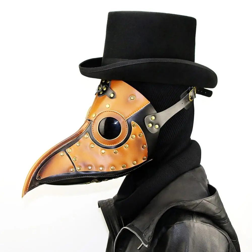 

Cosplay Steampunk Plague Doctor Mask Yellow / Black Latex Beak Mask Long Nose Halloween Party Event Ball Costume Props