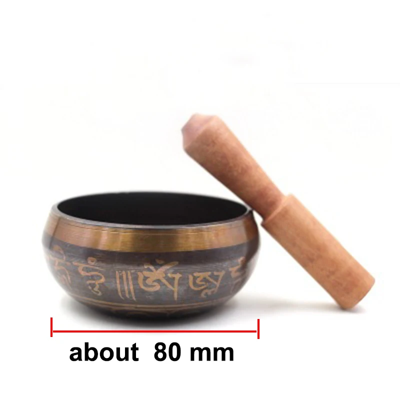about 80 mm Nepal Bowl Singing Bowl Manual Tapping Metal Craft Buddha Bowl Religious Earthenware Basin Tibetan Meditation Singing Bowl - Цвет: about 80 mm