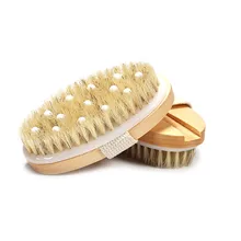 2 в 1 Массажная щетка для тела и ванны с мягкой щетиной, овальная деревянная щетка для душа с ручкой на ремешке CJing