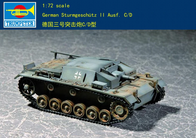 

Трубач 07257 1/72 штурмгешутц III Ausf.C-D модель Штурмовое ружье Танк бронированный TH07151-SMT6