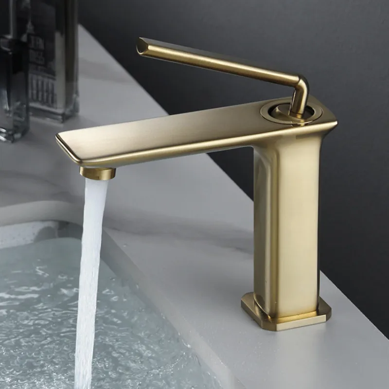 

New Arrival Basin Faucet Brush Gold Bathroom Hot and Cold Single Lever Brass Tap Basin Water Sink Mixer Crane New Arrival