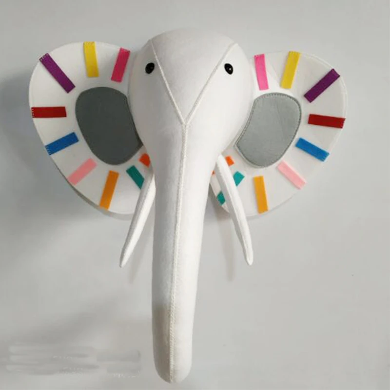 Декор для детской комнаты, фетр, Зебра, ручная работа, голова животных, слон, лиса, голова льва, Настенный декор для детской комнаты, декор для детской комнаты - Цвет: Elephant B Felt