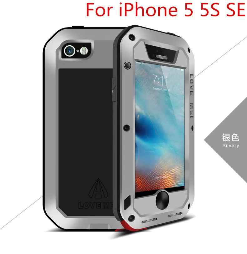 For iPhone 5 5S SE 5 Love Mei мощный противоударный алюминиевый чехол для Apple iPhone 6 6S 4,7/6 Plus/6 S Plus 5,5 сверхмощное Высокопрочное стекло Gorilla Glass - Цвет: For iPhone 5 5S SE 5