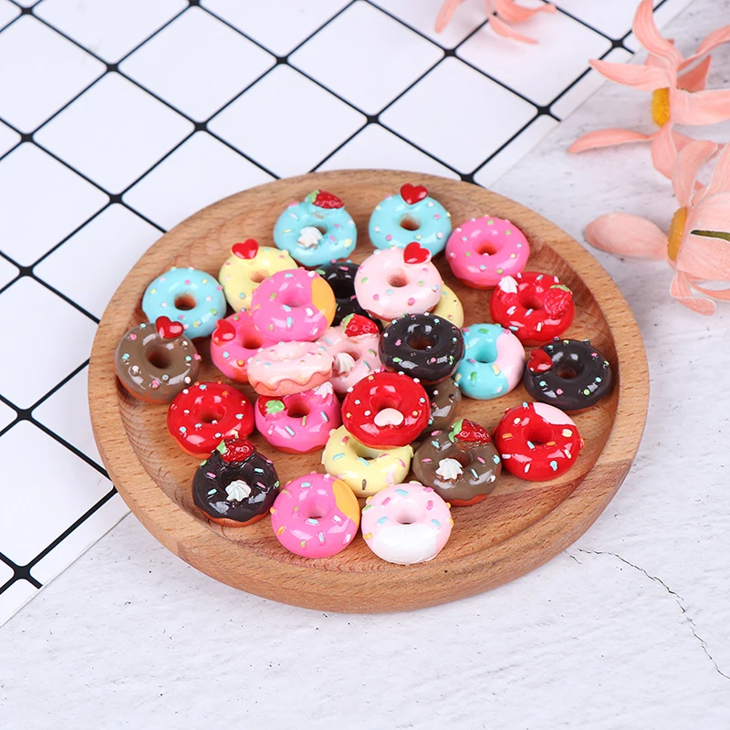 10Pcs Mixed Resin Candy Donut Beads 1:12 Dollhouse Miniature Bread Doll House Kitchen Decor | Игрушки и хобби
