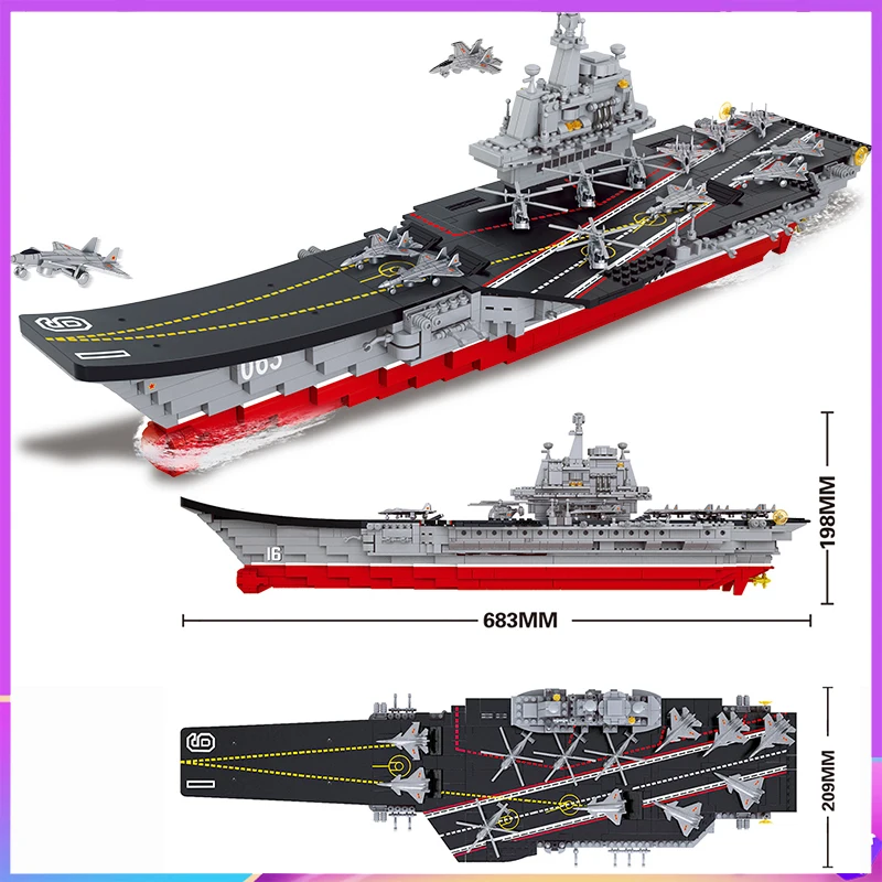 

Sluban 0399 1:450 Aircraft Carrier Warship Navy Submarine Building Blocks City Military Ship Plane Brick Eductional Kids Toys