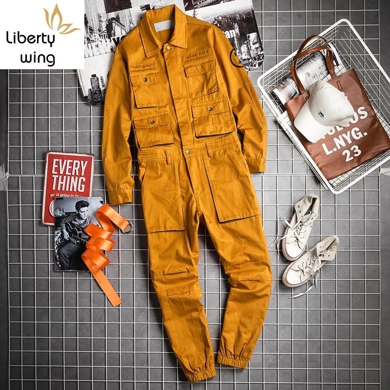 Aoleaky Japan Style Vintage Casual Jumpsuit, Men's Autumn Loose