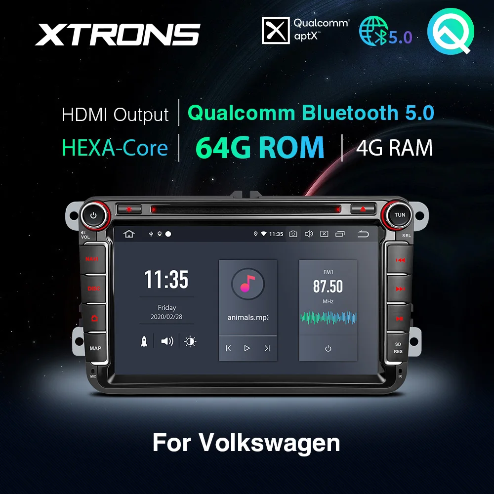 XTRONS PX6 Qualcomm Bluetooth 5 0 Android 10 автомобильное стерео радио DVD плеер для VW Golf Passat Touran Tiguan