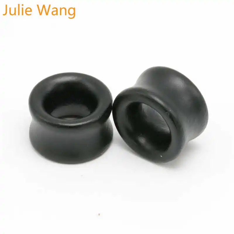 Julie Wang 8-20 мм черные коричневые деревянные серьги-Плаги для пирсинга гибкие ушные туннели кожи полые ушные манометры пирсинг для тела ювелирные изделия