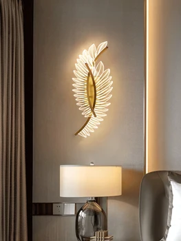 

Luxury Copper LED Wall Lamp Lustre Gold Lotus Leaf Vintage Retro Bedside Living Room Art Decor Home Lighting Wall Sconces