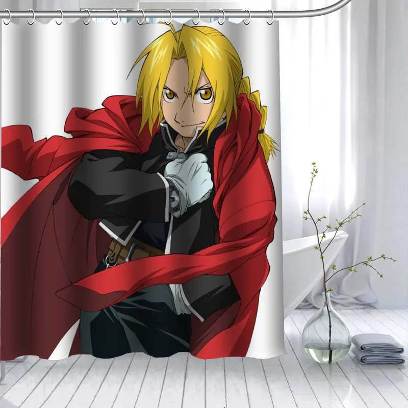 

Fullmetal Alchemist Anime Shower Curtain Polyester Fabric High Defintion Print Bathroom Curtain Waterproof 12 Hook Bath Curtain