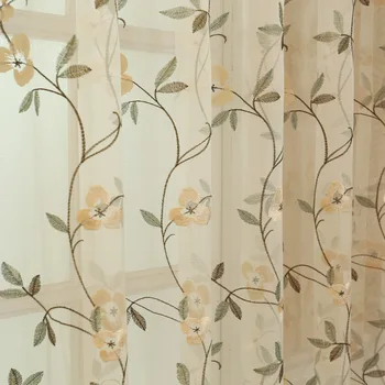 

Modern Curtains for Living Dining Room Bedroom Pastoral Small Fresh Embroidered Curtains Tulle Finished Product Customization