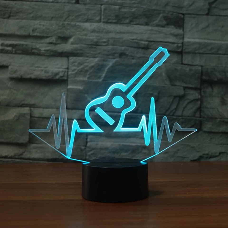 

3D LED Creative Night Lamp Guitar Model Colorful 3D Night Lights Kids Bedroom Cool Table Lamp for Christmas Gift