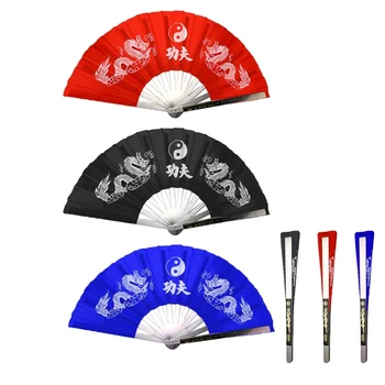 

Kung Fu Fan Tai Chi Fan Chinese Traditional Martial Arts Folding Dragon Wushu Stainless Steel Frame For Performance Pratice