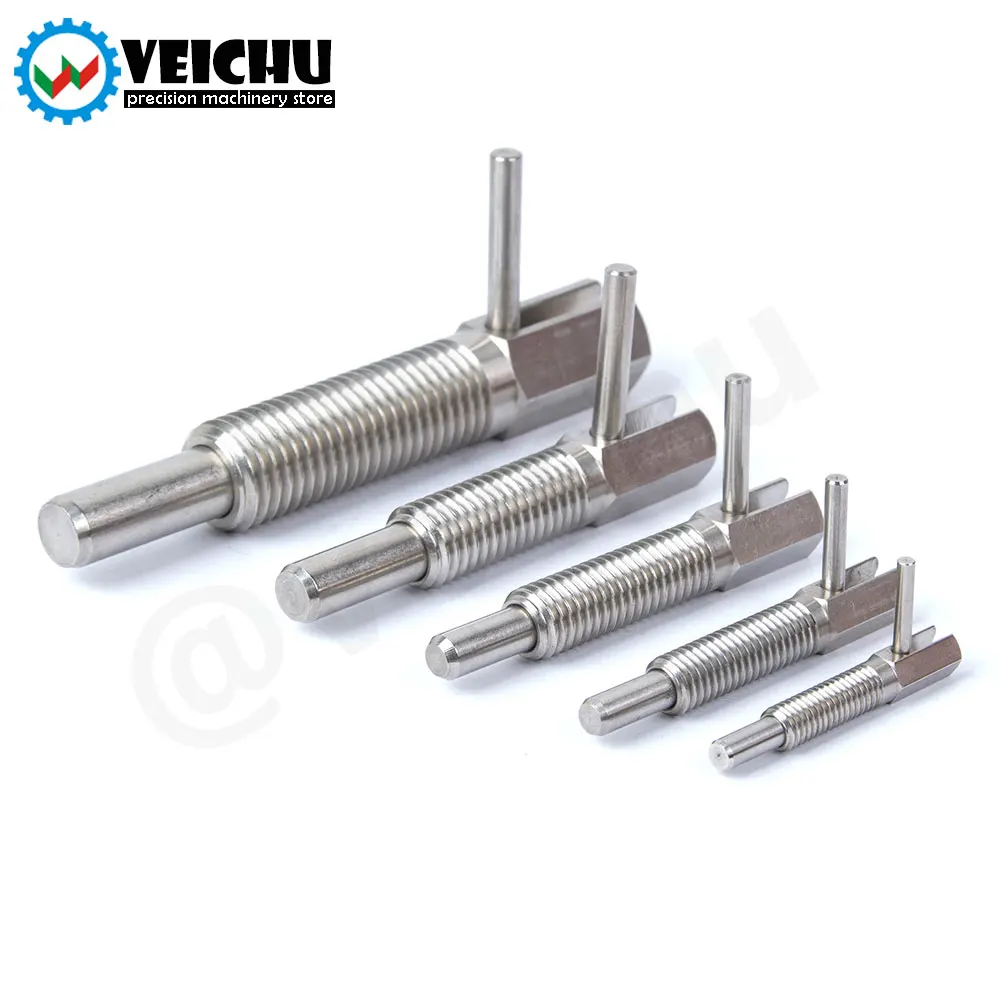 Stainless/Carbon Steel L-Handle 1pcs stainless steel knurled plungers For Index Holes VCN233 M6/8/10/12/16 Indexing Plungers Index Bolt