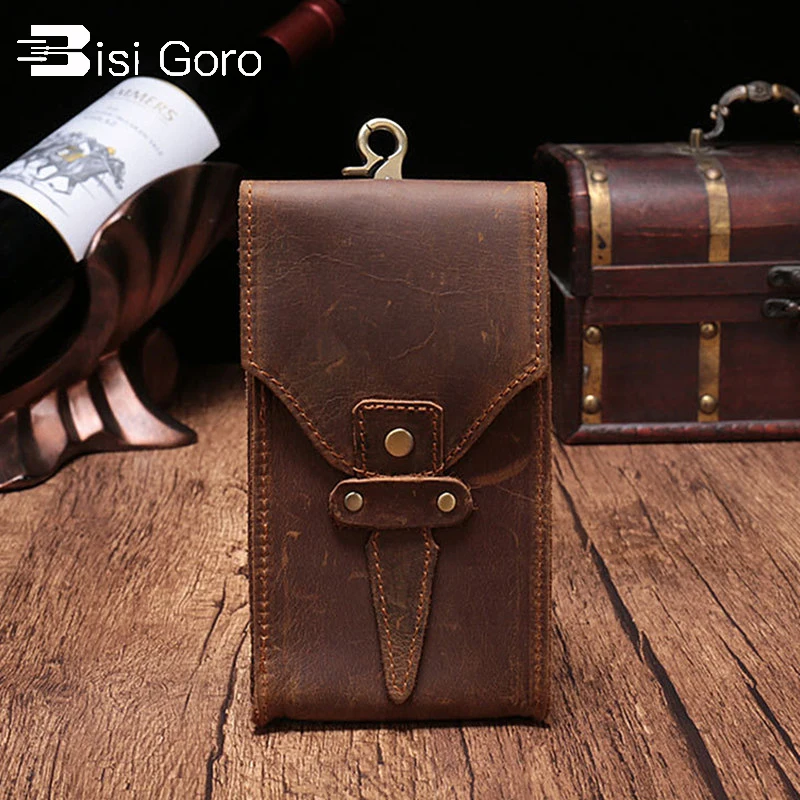 Поясная Сумка BISI GORO из 2021 натуральной кожи дизайнерский кошелек Крейзи Хорс
