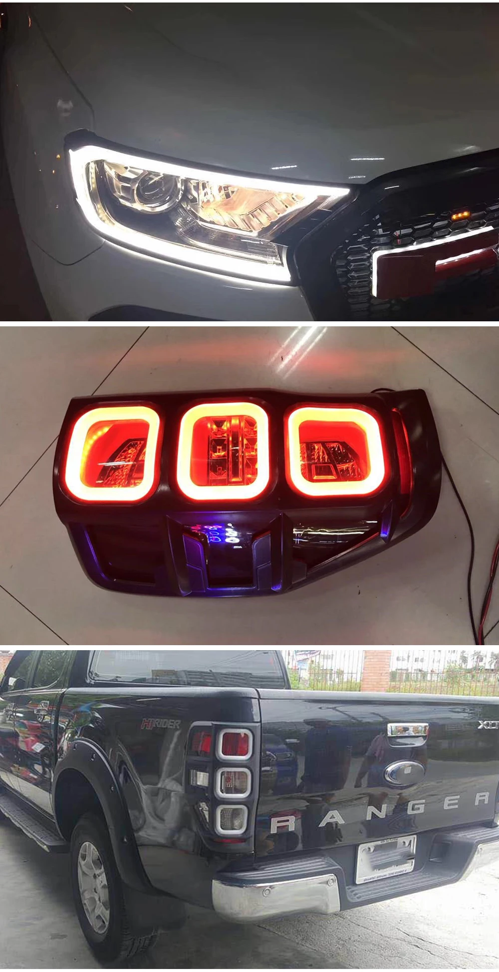 2 шт. DRL для Ford ranger/Everest Светлые Коричневые Автомобильные фары крышка переделки дневного света