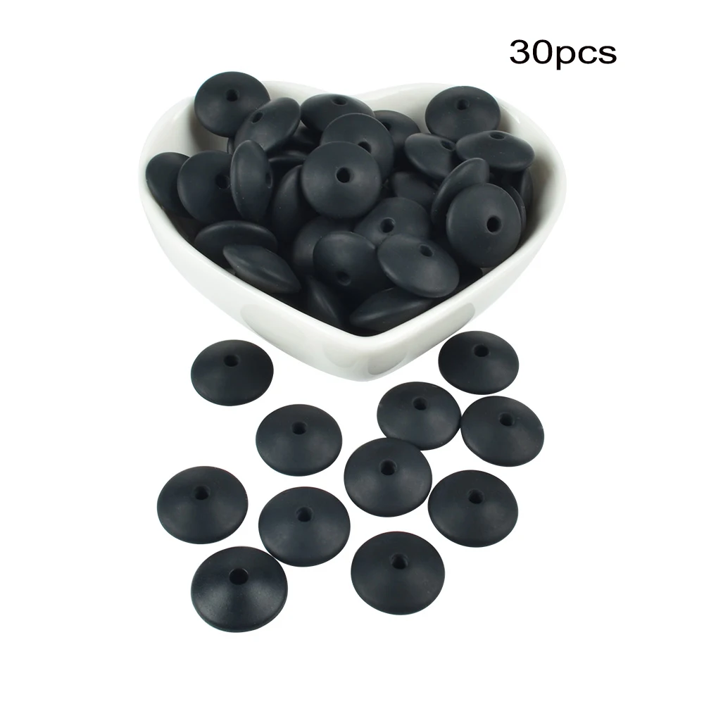 Smoky black LOFCA 30 шт 12 мм силиконовый чечевица бисер ребенок Прорезывание Зубов Бисер BPA-Free пищевого качества делая ребенка уход за полостью рта соска цепь аксессуары - Цвет: Smoky black