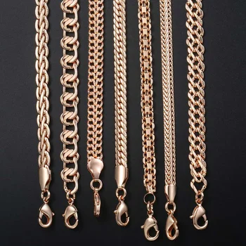 

Davieslee Mens Womens Necklace Chain 585 Rose Gold Filled Necklaces for Women Men Fashion Wholesale Jewelry Dropshipping LCNN1