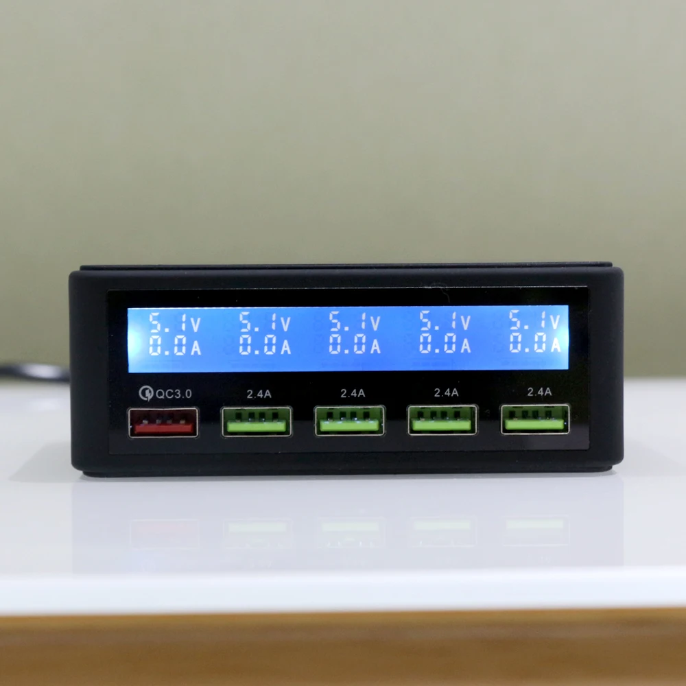Интеллектуальные USB концентраторы быстрое настенное зарядное устройство USB зарядное устройство Быстрая зарядка 5 портов ЖК-дисплей для Iphone Xiaomi Мобильный телефон