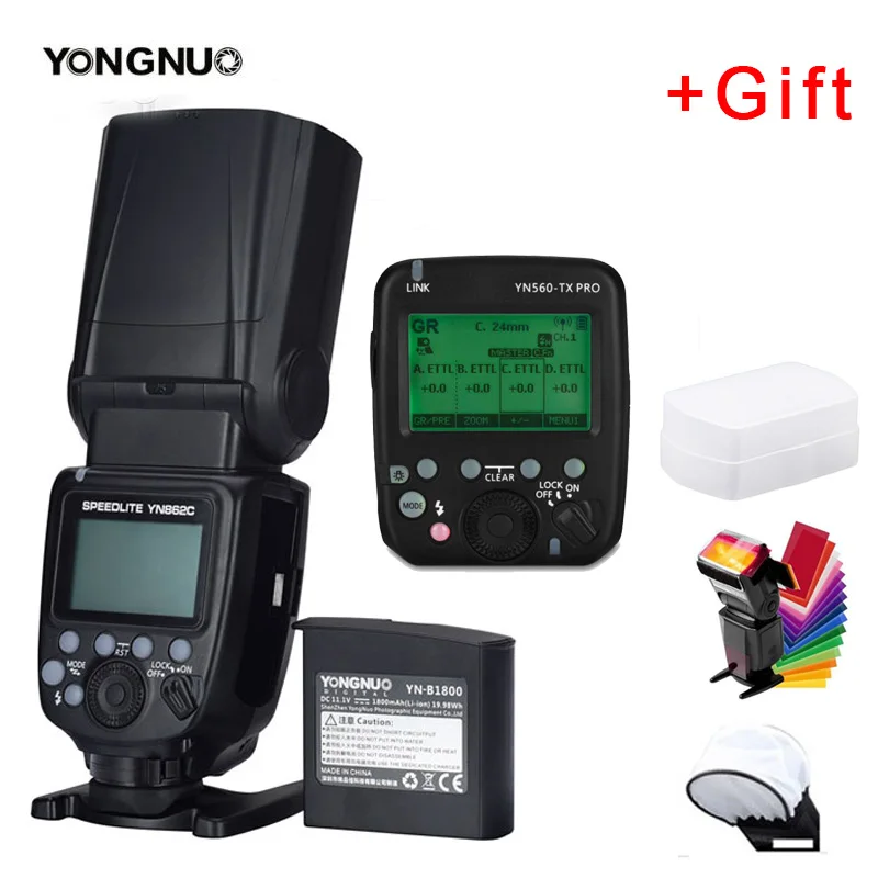Вспышка YONGNUO YN862C speed lite с литиевой батареей на 1800 мАч поддерживает высокоскоростную синхронизацию ttl для Canon 5D mark III IV 80D 70D EOS R - Цвет: YN862C a 560TX Pro
