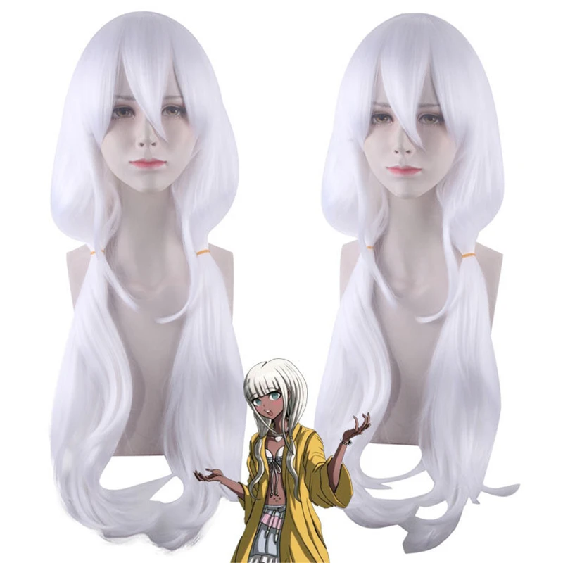 70cm Danganronpa: Trigger Happy Havoc Cosplay Angie Yonaga Role Playing Wigs Halloween Pure White Color Long Wig |