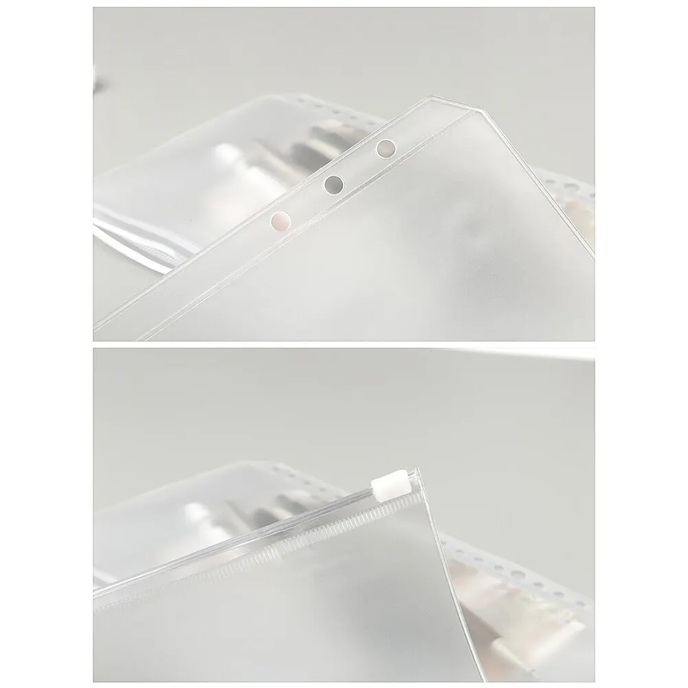 PVC 지퍼 바인더 폴더, 6 링 공책, 파일 보고서 포켓, 편리하고 투명, A5 A6 A7, 12 개