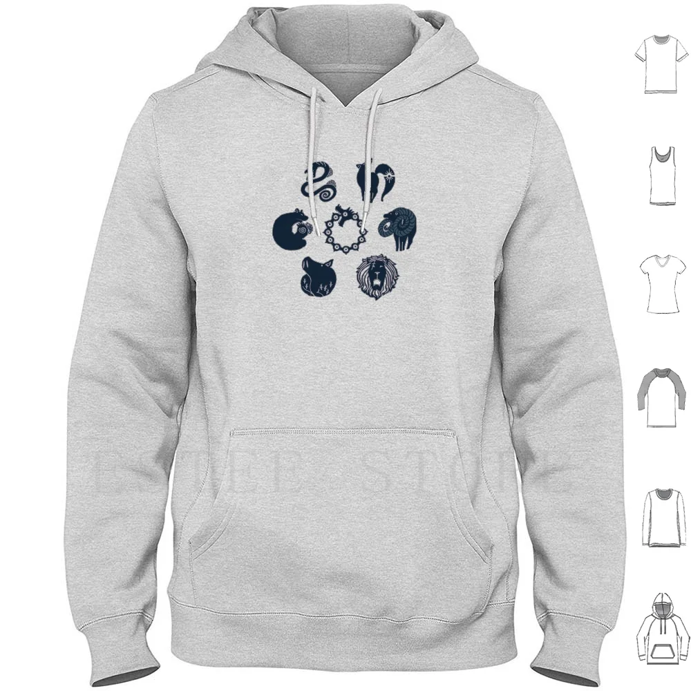 7 капюшоном с логотипом смертных грехов длинным рукавом семь Аниме капсульных