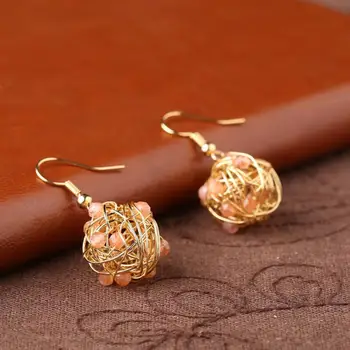 

TJP Vintage Ethnic Flower Drop Hanging Earring for Women 2019 Fashion Lovely Ear Pendant Dangle Earrings Jewelry Accessories
