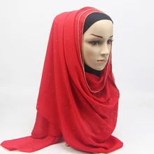 

Wear Luxury Chiffon Diamond Wrap Headscarf Muslim Women Shawl Turban Islamic Turkey Instant Hijab Scarf femme NEW