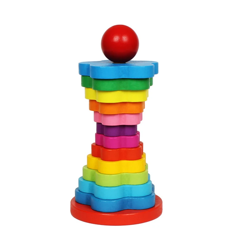 Деревянные Монтессори nine-story набор башен колонна цветной стек Высокая стек головоломка игрушка-пазл для раннего развития детские игрушки