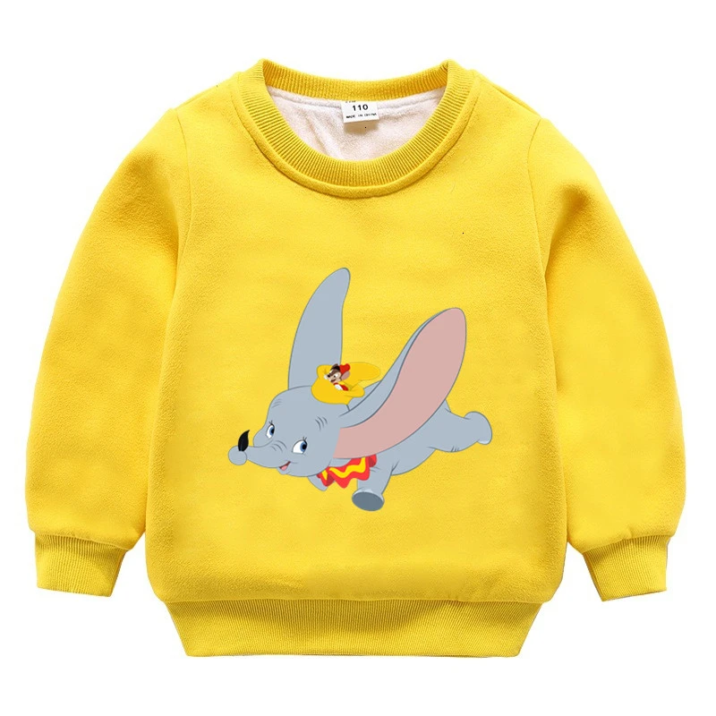 wholesale movie Dumbo winter Plus velvet Sweatshirt Boys Girls Funny lovely color Kid O-Neck Tops Children Cartoon Baby - Цвет: as picture