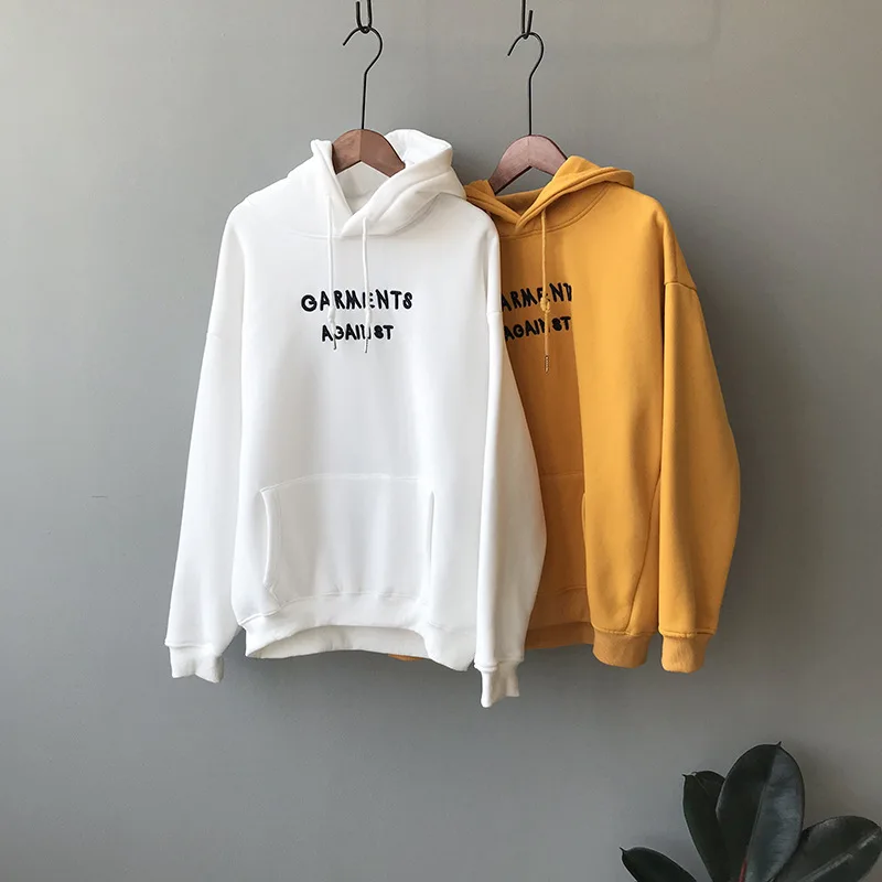 Autumn and winter new Fleece Hoodie women's Korean casual letter Plush top crop hoodies sweatshirts