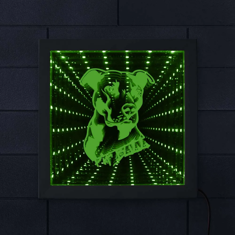 Питбулл с подсветкой фоторамка светодиодный светильник бесконечное зеркало