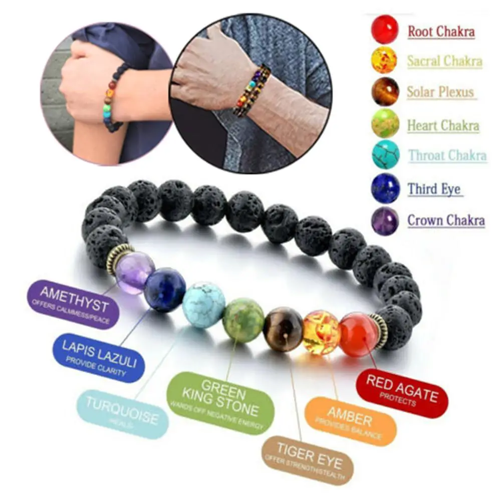 7 Chakra With Lava Stone Bracelet – Healing Stone